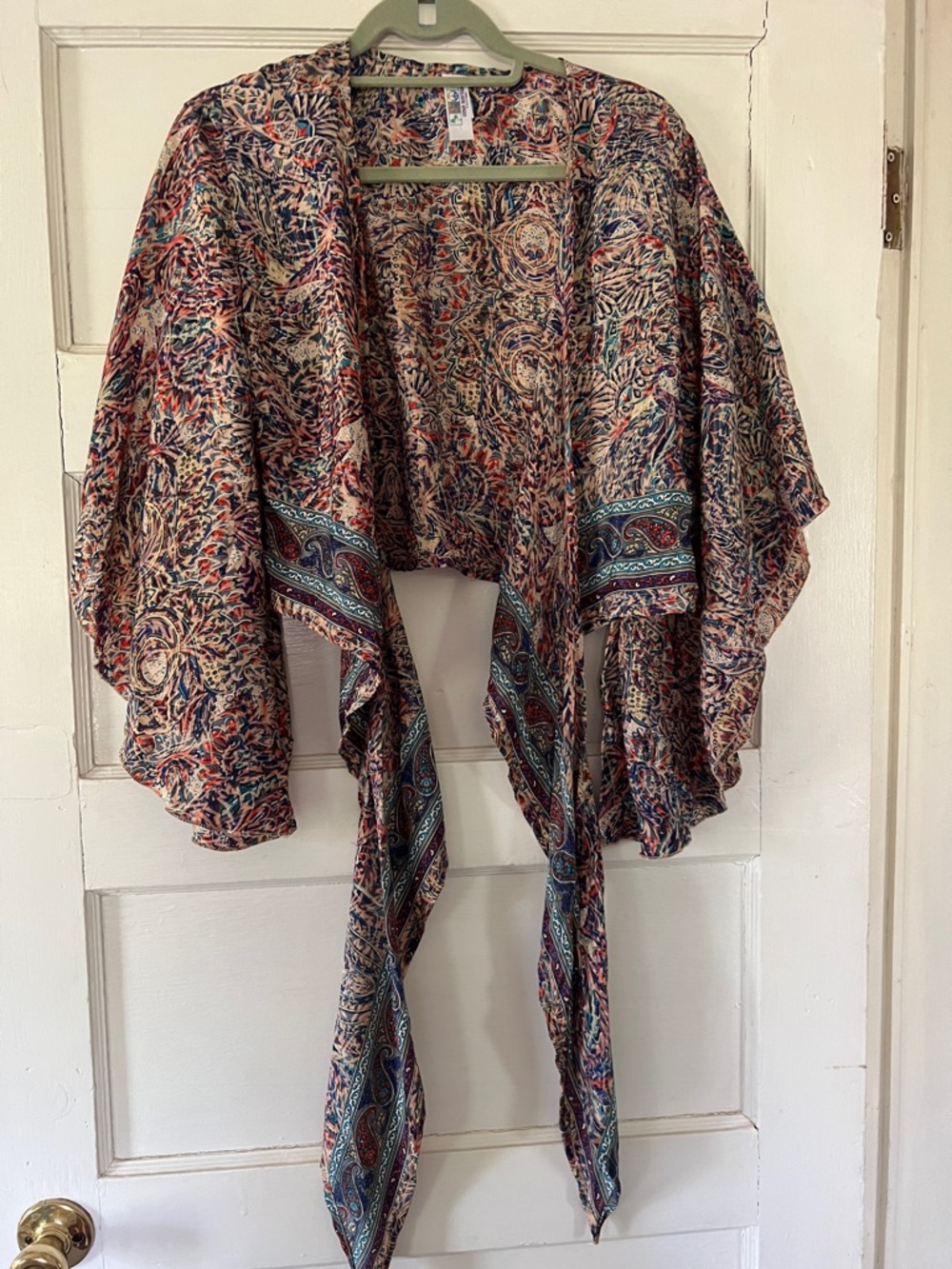 India Boutique Multicolor Paisley Wrap Top with Flared Sleeves